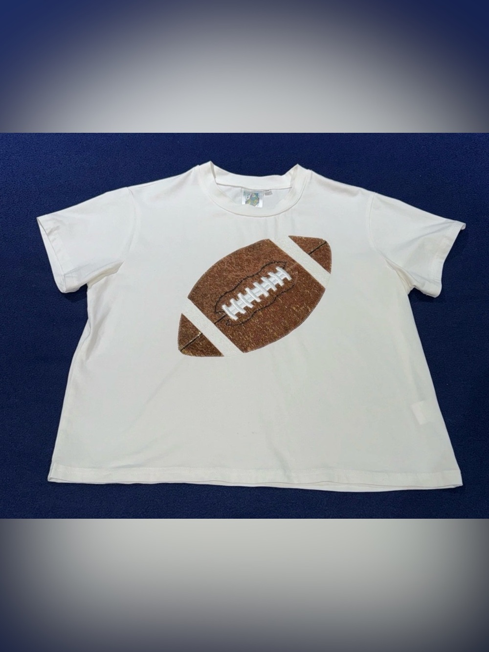 🏈 Queen Of Sparkles XS Sequined Football Tee EUC
